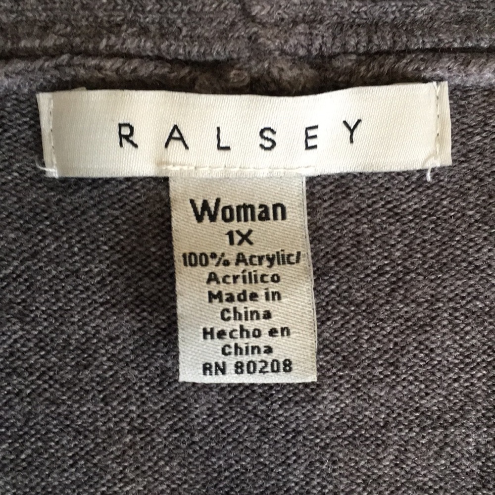 ✂️ RALSEY gray cardigan wrap sweater 1X - Picture 6 of 7